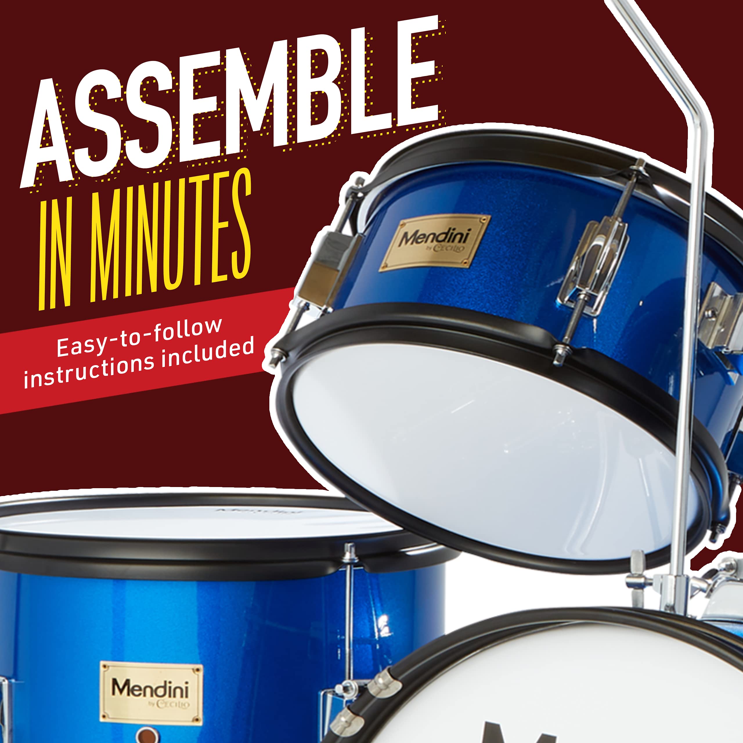 Mendini by Cecilio 5-Piece Kids Drum Set - 16