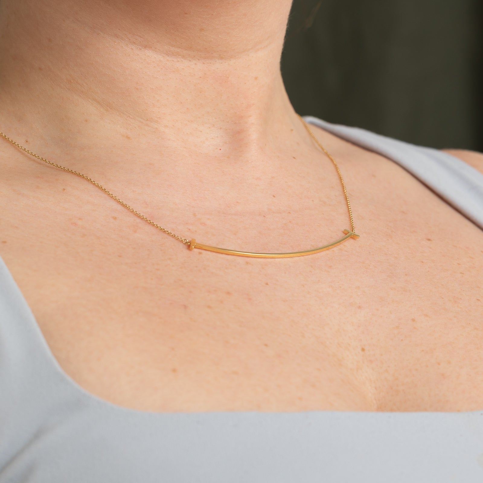 Tiffany & Co T Smile Pendant Necklace - 18K Gold Large Size | Elegant Jewelry Gift for Women | Perfect for Anniversaries, Birthdays & Special Occasions