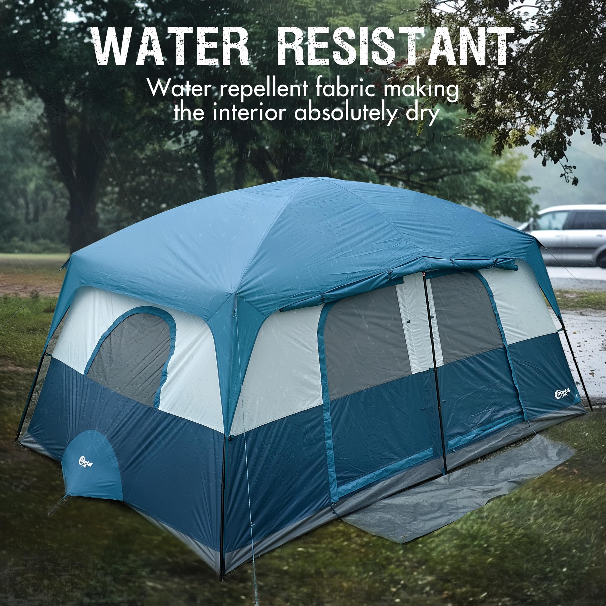 PORTAL 6 | 8 | 10 Person Family Camping Tent with Porch - Spacious Waterproof Tent with High Ceiling & Great Ventilation for Outdoor Adventures, Backyard Camping & Family Gatherings