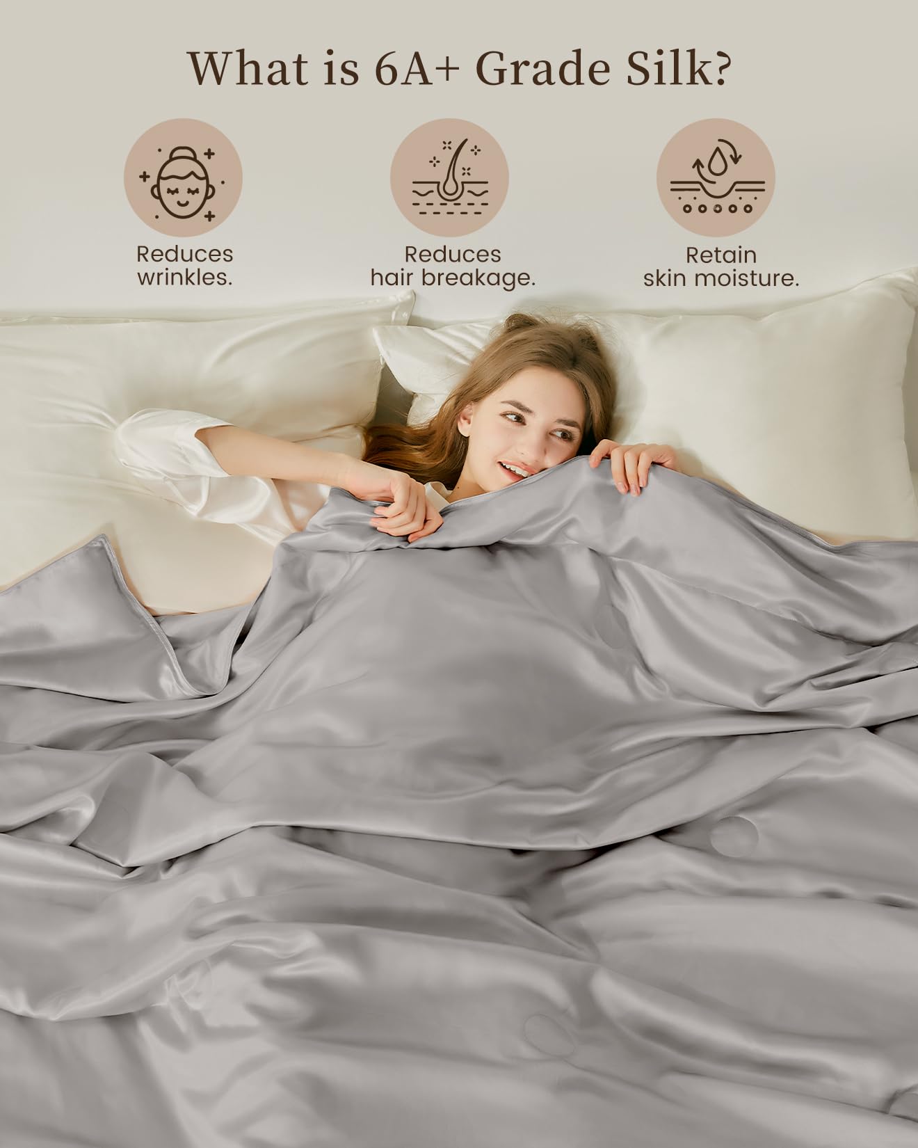THXSILK 100% Mulberry Silk Cooling Blanket - Ultra Soft & Lightweight All-Season Throw for Bed, Sofa & Travel - Breathable Grey Silk Blanket (53x70 inches) - Perfect for Luxury Home Decor, Spa Relaxation & Gift Giving