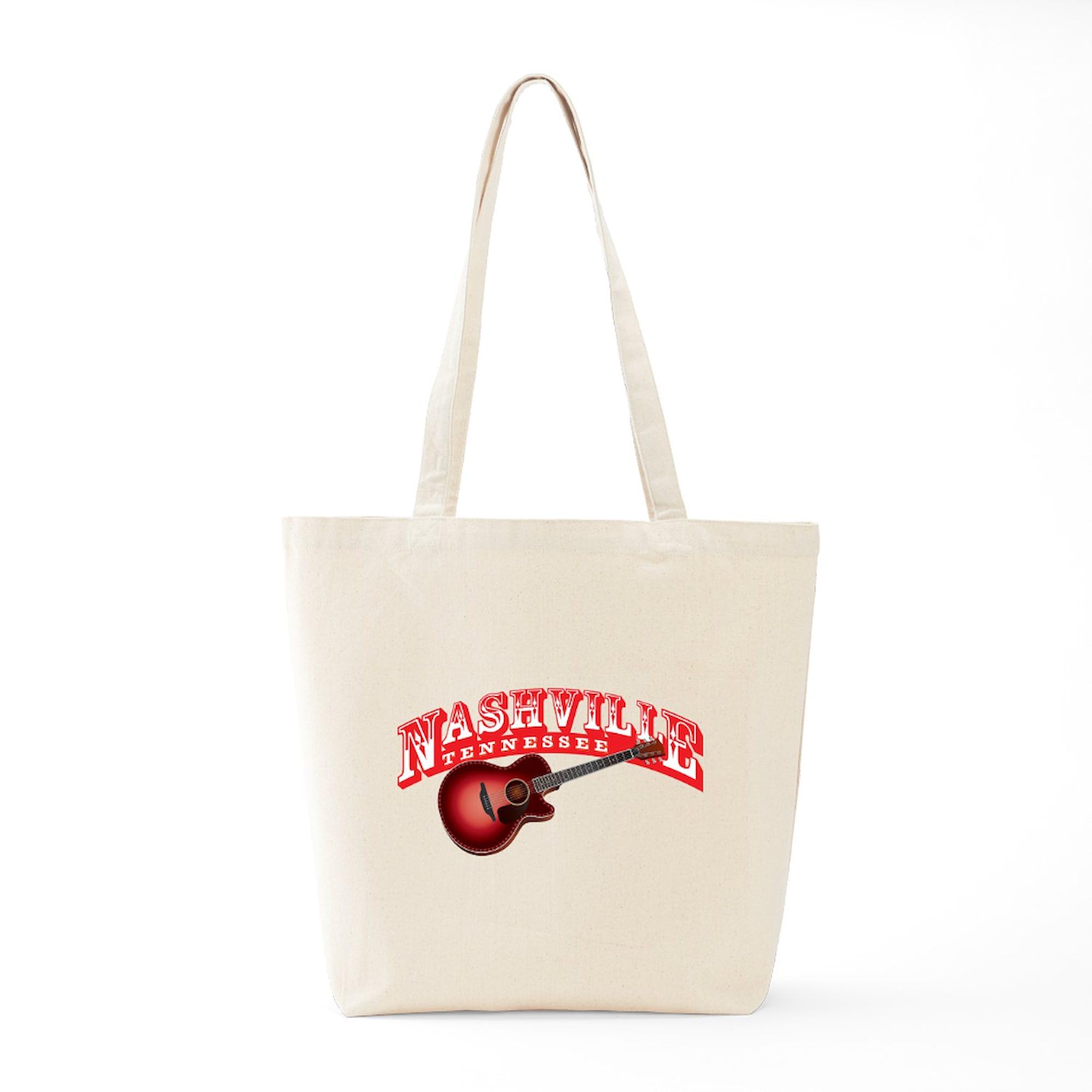 Nashville Guitar Tote Bag - Natural Canvas Reusable Shopping Bag for Music Lovers | Perfect for Groceries, Beach Trips & Concert Merch