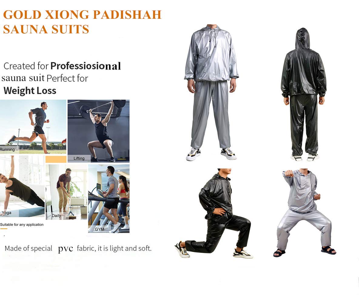 Gold Xiong Padishah Heavy Duty Sauna Suit for Weight Loss - Sweat Suit for Gym Workout & Exercise - Sauna Jacket & Pants for Women & Men - Perfect for Fitness Training, Detox & Fat Burning