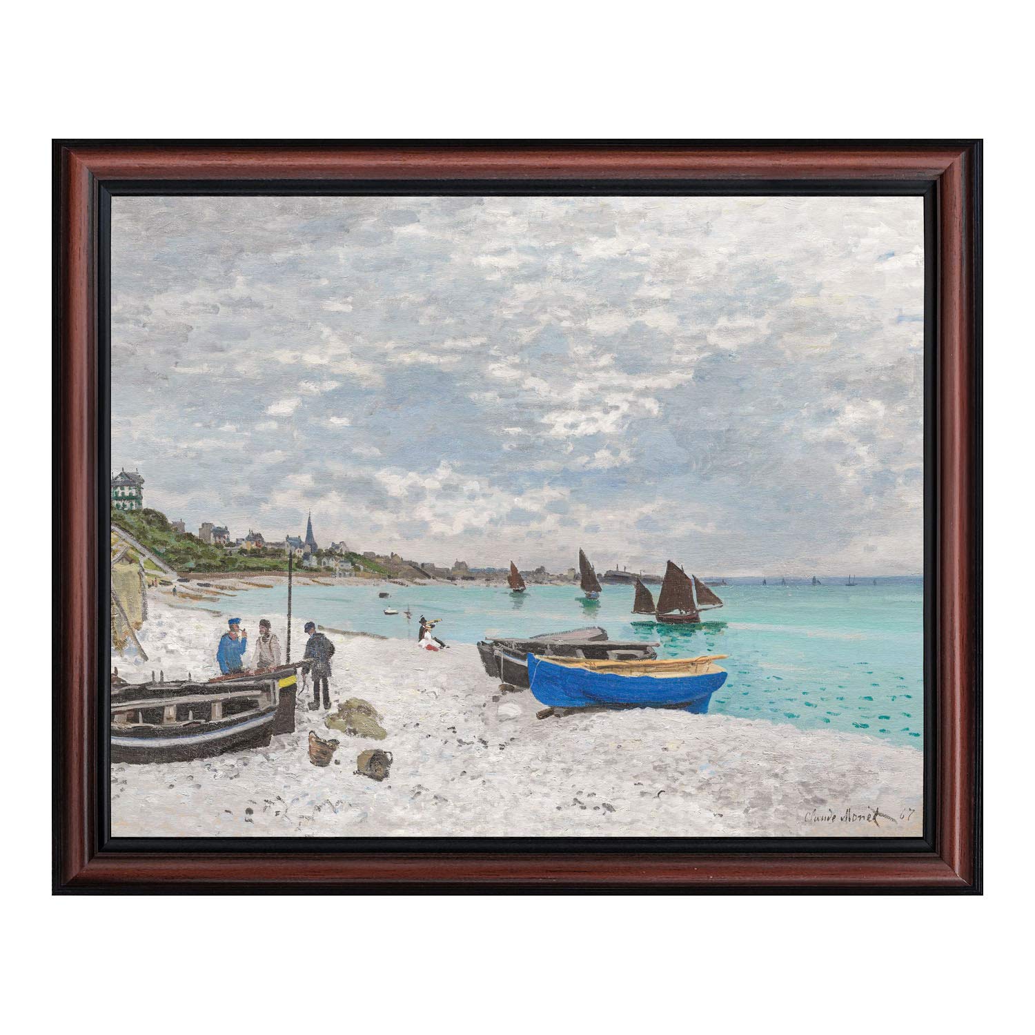 Claude Monet Framed Wall Art Print - Beach at Sainte-Adresse, Coastal Home Décor, 11x14 Inches, Perfect for Living Room, Bedroom & Office Decor