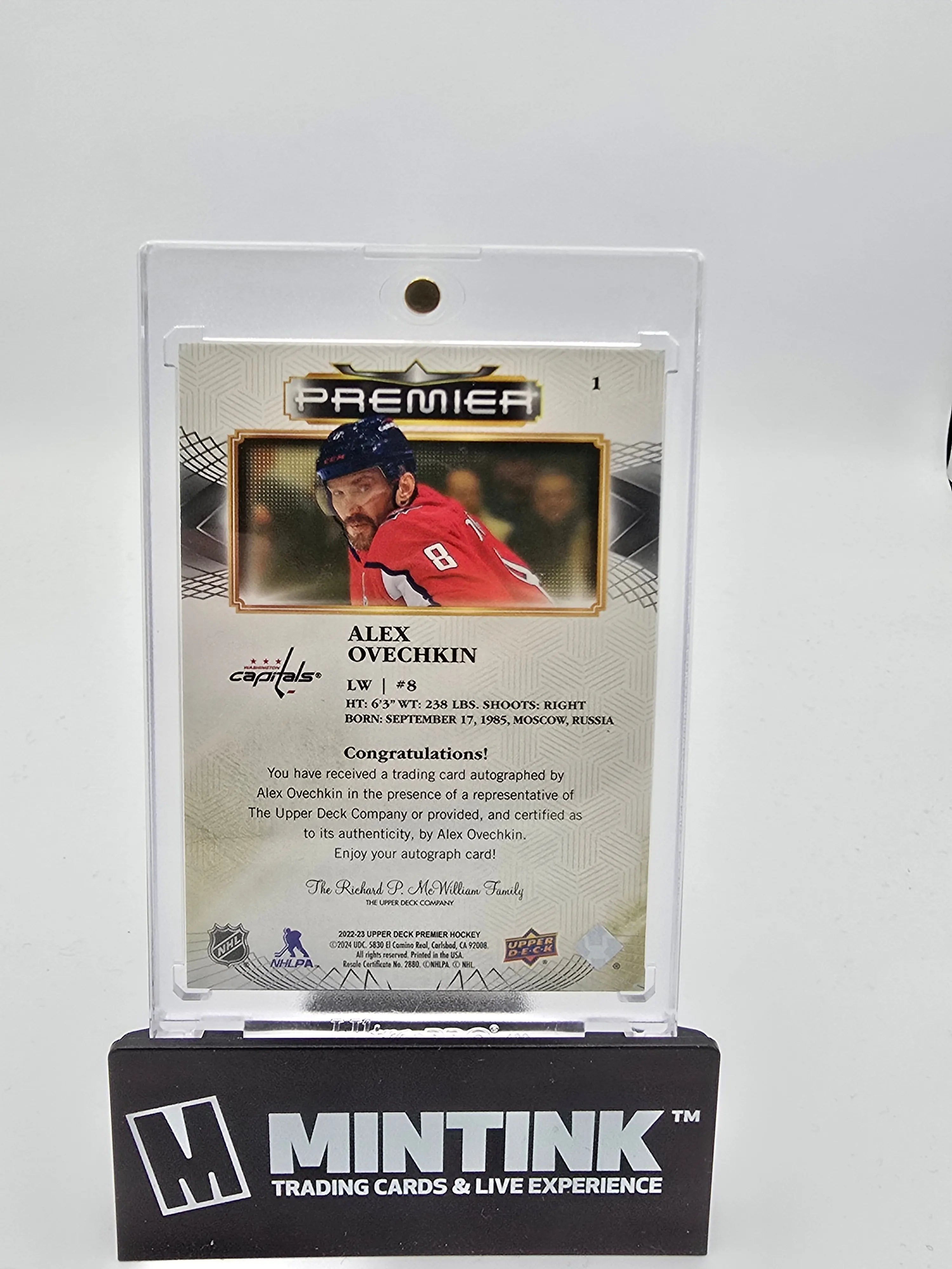 2022-23 Upper Deck Premier Hockey Alex Ovechkin Gold Foil Autograph Card #/25 - Rare Collectible for NHL Fans & Sports Memorabilia Enthusiasts - Perfect for Display, Investment or Gift