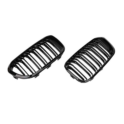 High-Performance Front Racing Grill for BMW F20 F21 1 Series (2015-2017) - Sporty Double Slat Line Kidney Grille in Gloss Black - Perfect for Car Enthusiasts & Street Racing Upgrades