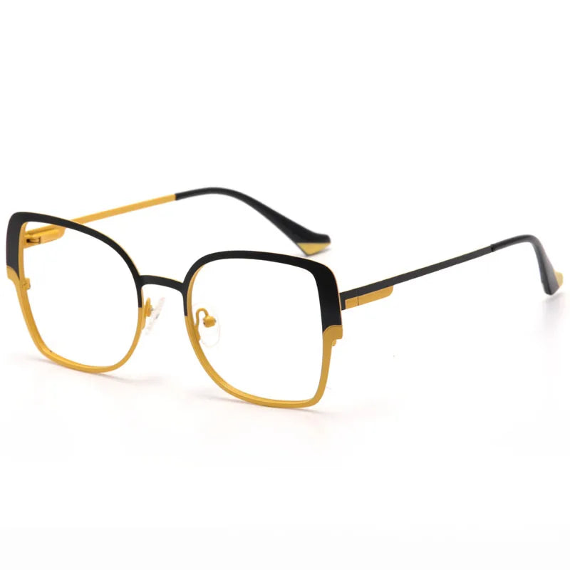 Aror Women's Full Rim Square Cat Eye Eyeglasses 88564 - Stylish Alloy Frame for Reading, Work & Fashion (Black)