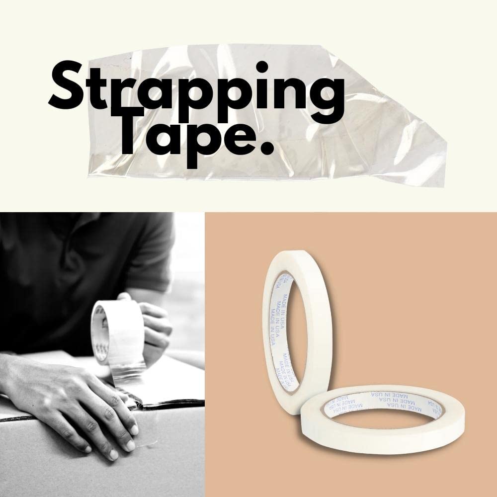 PSBM Heavy Duty Strapping Tape 0.75 Inch x 60 Yards (6912 Pack) - 3/4 Inch White Polypropylene Packaging Tape for Bundling, Palletizing & Reinforcing - Ideal for Shipping, Moving & Warehouse Use
