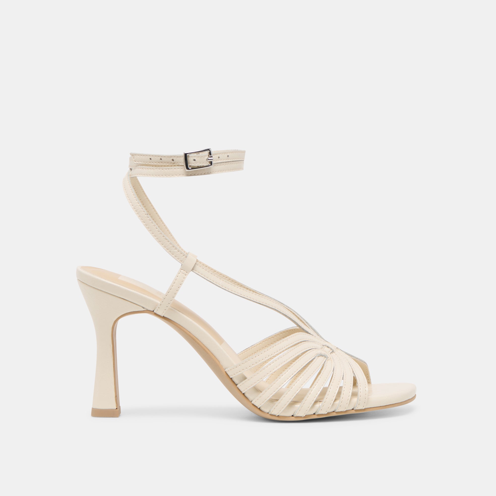 NIVANA Women's Off-White Crinkle Patent Leather High Heels - Elegant Dress Shoes for Parties, Weddings & Special Occasions