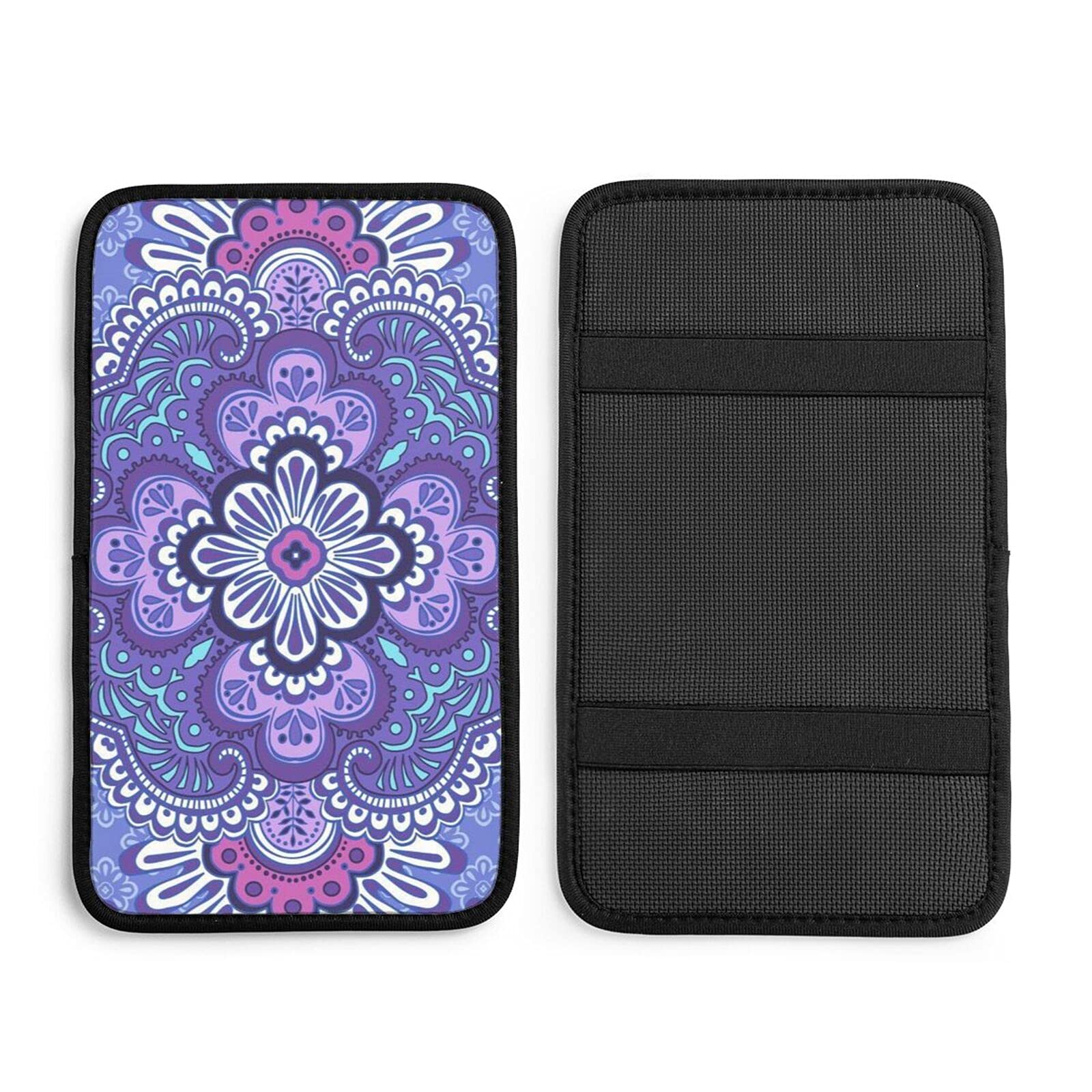 DOHOOC Purple Mandala Car Center Console Cover - Universal Soft Armrest Protector Pad for SUV, Truck & Most Vehicles (One Size) | Comfortable & Stylish Interior Accessory for Road Trips & Daily Commute