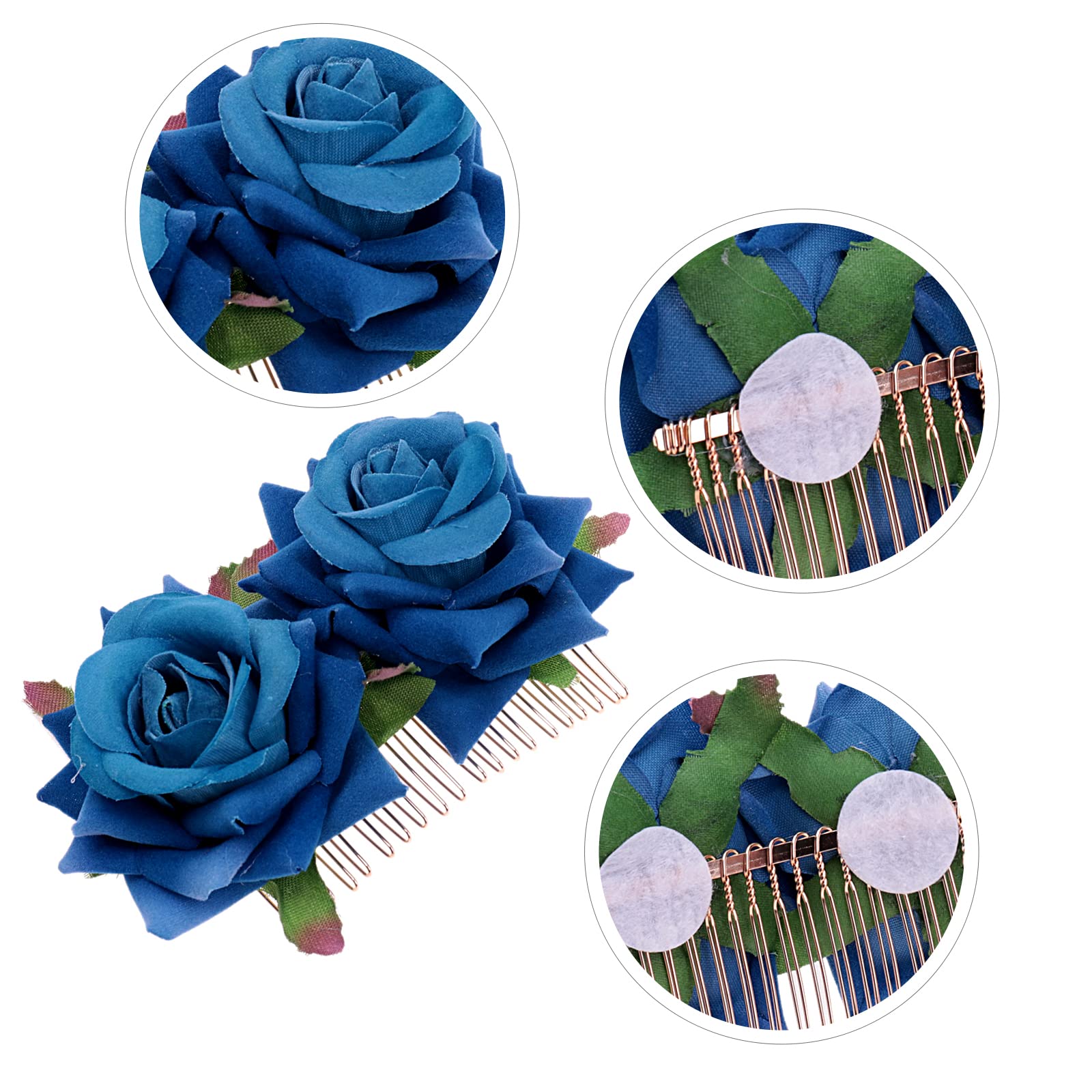 2 Pack Blue Rose Flower Hair Clips for Women - Elegant Wedding Hair Accessories & Flamenco Dancer Hairpins - Perfect for Bridal, Party, and Dance Performances
