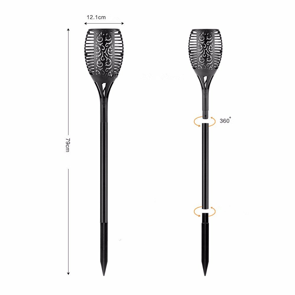 ELEOPTION 96 LED Solar Garden Torch Lights - Waterproof Outdoor Solar Lights for Patio, Yard, Pathway - 2 Pack Solar Powered Landscape Lighting for Backyard, Deck, Poolside