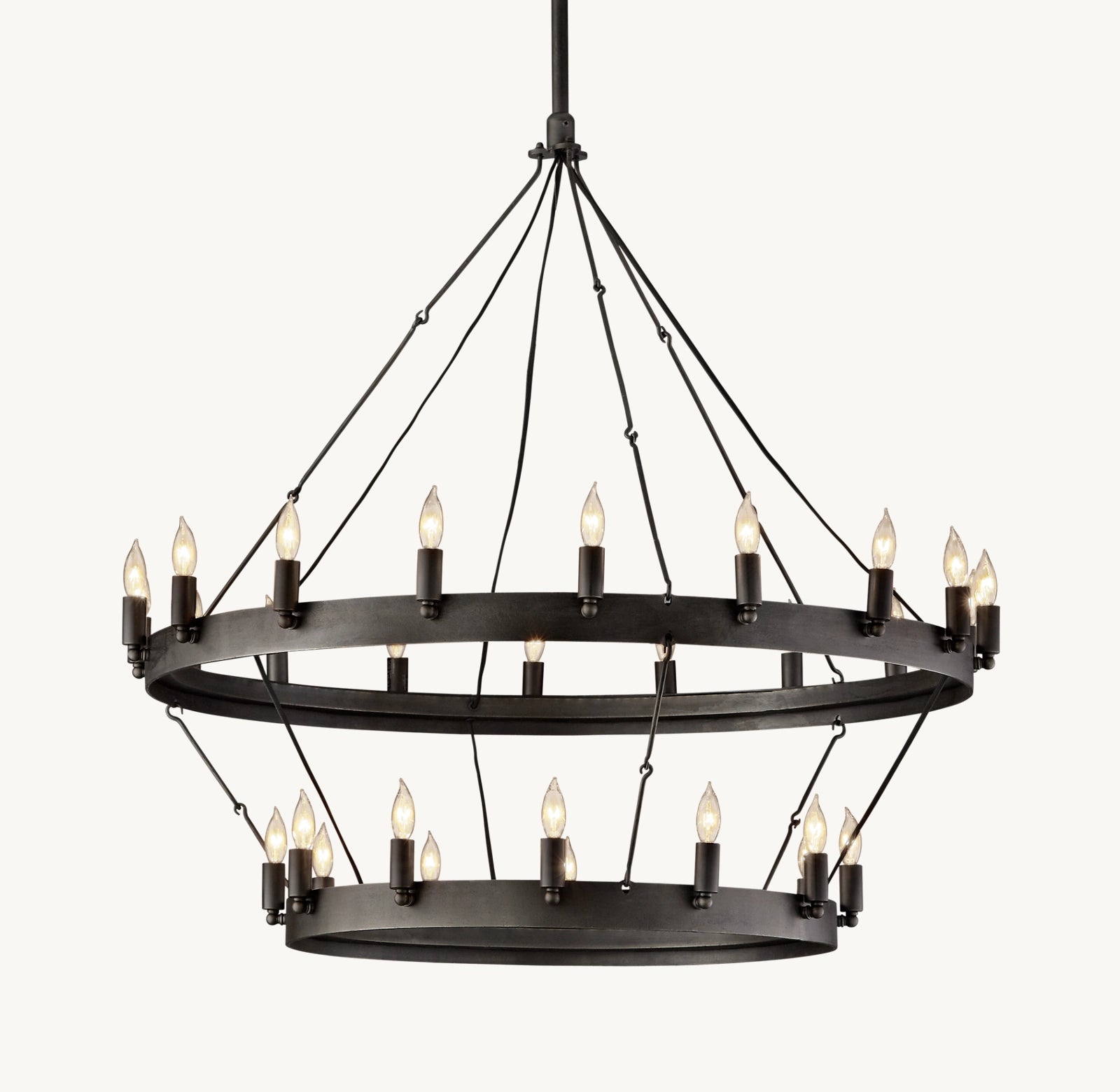 Vintage Two-Tier Candelabra Chandelier - 38 Inch Antique Bronze Ceiling Light Fixture for Dining Room, Bedroom & Living Room Decor