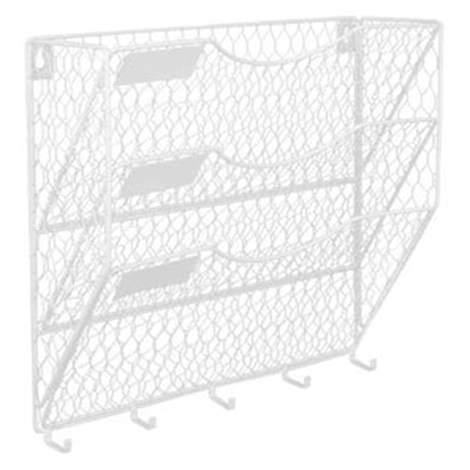 Durable Steel Mesh Hanging File Organizer with Hook - Black Powder Coat Office & Home Storage Rack - Perfect for Desk, Cabinet & Wall Organization (White)