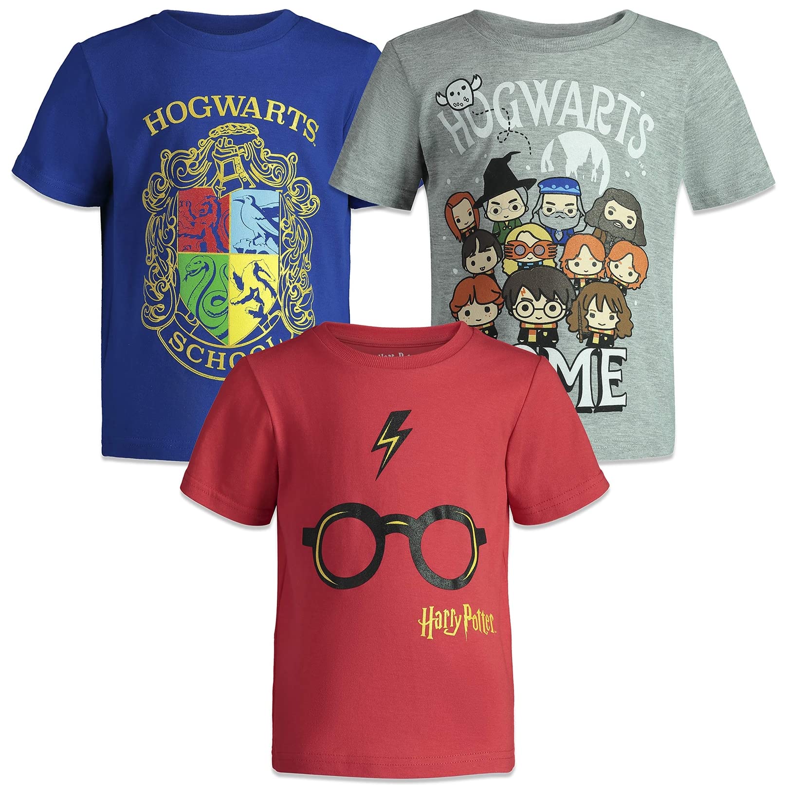 Harry Potter 3 Pack Pullover Hooded T-Shirts for Kids | Sizes 2T-12 | Gryffindor, Slytherin, Hufflepuff, Ravenclaw House Designs | Perfect for School, Halloween Costumes & Harry Potter Themed Parties