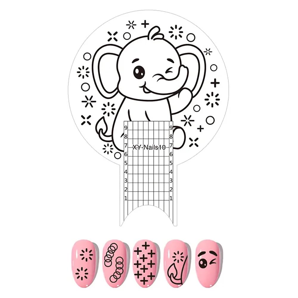 Premium Stainless Steel Nail Ruler - Professional Length Measuring Tool with Elephant Art Stencil Designs for Nail Art, DIY Crafts & Manicures | Perfect for Salon, Home Use & Nail Enthusiasts