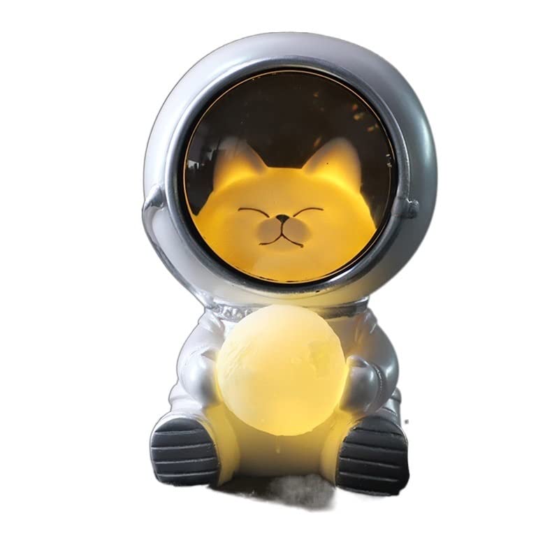 MLCX Astronaut LED Night Light - Spaceman Night Lamp for Kids Room, Creative Cute Pet Home Decor, Bedroom Ornament with Warm Glow (Kitten Emitting Color) - Perfect for Nursery, Children's Gift & Cozy Bedtime Lighting