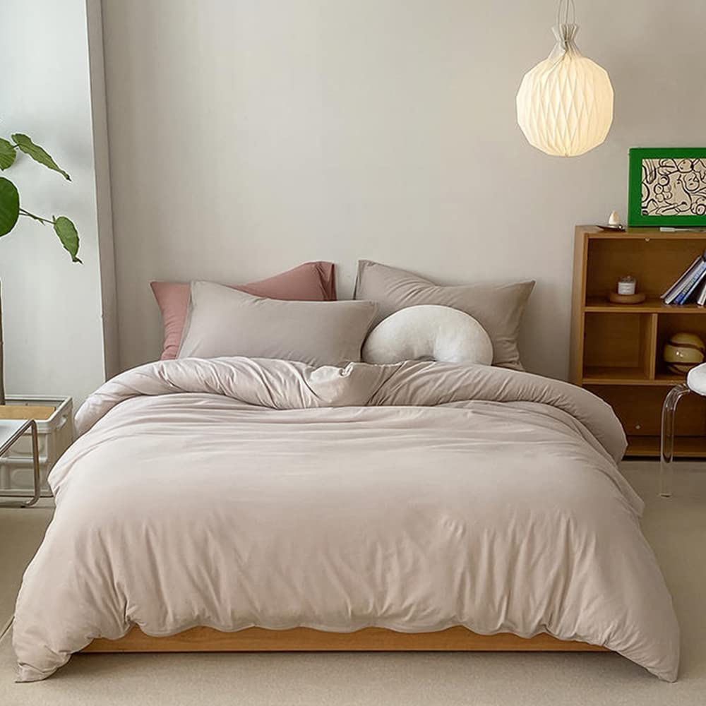 CLOTHKNOW Beige Tan Comforter Set Queen Size - 3Pcs Cream Khaki Bedding Set with Taupe & Beige Colors - Soft & Cozy for All Seasons - Perfect for Master Bedroom, Guest Room, or Dorm Decor