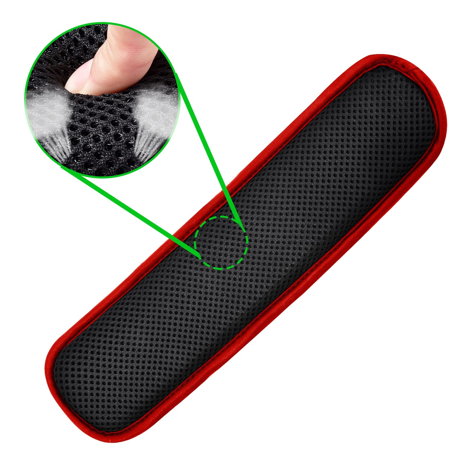 Ultra Thick ZINZ Universal Shoulder Pad for Bags & Luggage - Anti-Slip, Breathable, Long Strap (Black-Red Edge) - Perfect for Travel, Commuting & Daily Carry