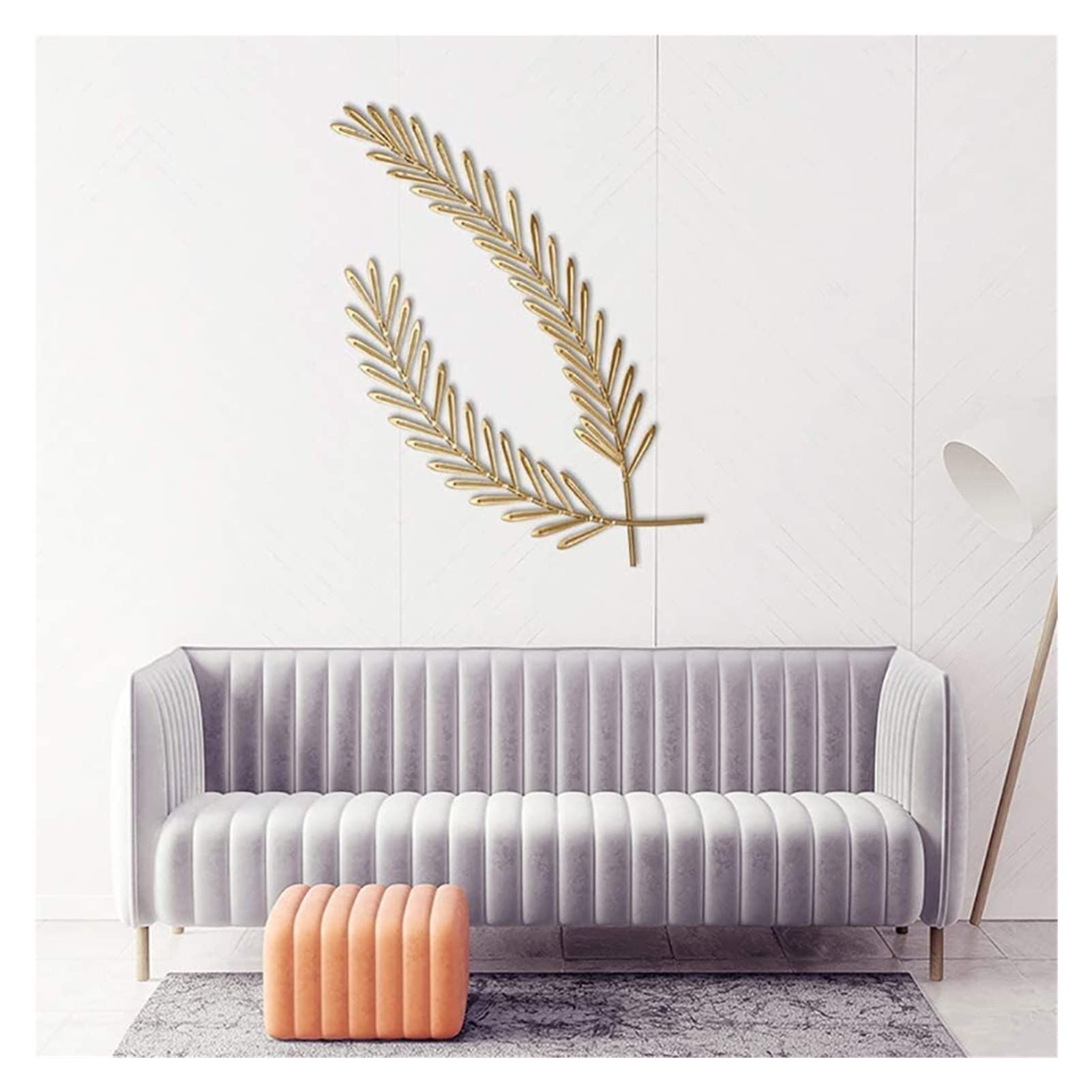 Elegant Wrought Iron Wheat Ear Wall Art - Geometric Metal Wall Decor for Living Room, Bedroom, Bar & Porch - Gold Home Decoration for Modern & Farmhouse Interiors - Perfect for Wall Hanging, Clubhouse Decor & Background Accents