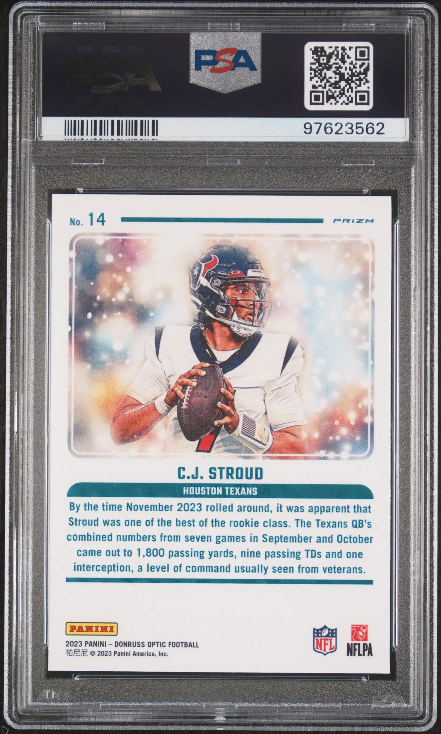 2023 Panini Donruss Optic Mythical CJ Stroud #14 PSA 10 Graded Football Card - Perfect for Collectors, Investors & Sports Memorabilia Enthusiasts