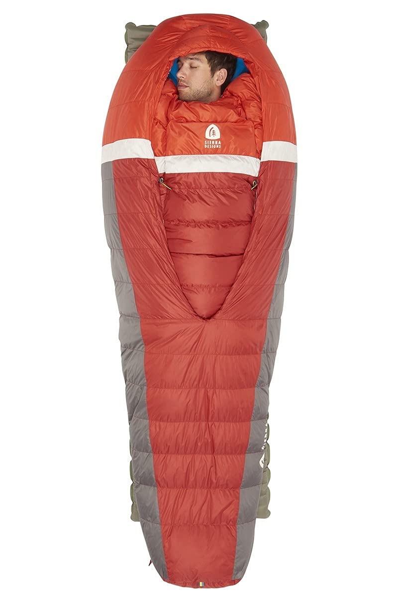 Sierra Designs Backcountry Bed 20°F Sleeping Bag - 650 Fill Dridown - Lightweight Zipperless Down Sleeping Bag for Camping, Backpacking & Hiking - Men's, Women's & 2-Person - Perfect for Cold Weather Adventures & Outdoor Exploration