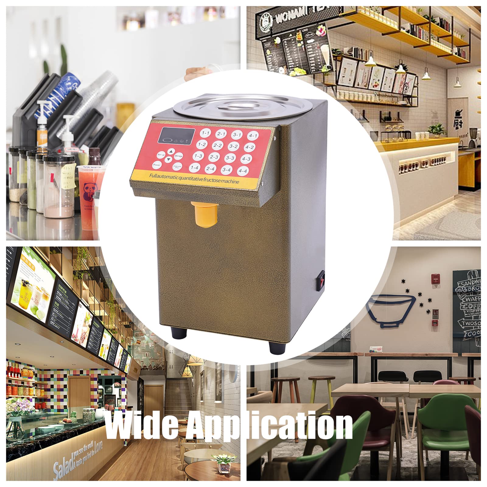 Automatic Fructose Dispenser 8000CC 2 Gallon Syrup Dispenser Machine - 16 Groups Quantitative Fructose Dispenser for Coffee, Bubble Tea & Milk Tea - 110V 500W Commercial Drink Equipment - Perfect for Cafes, Tea Shops & Beverage Businesses
