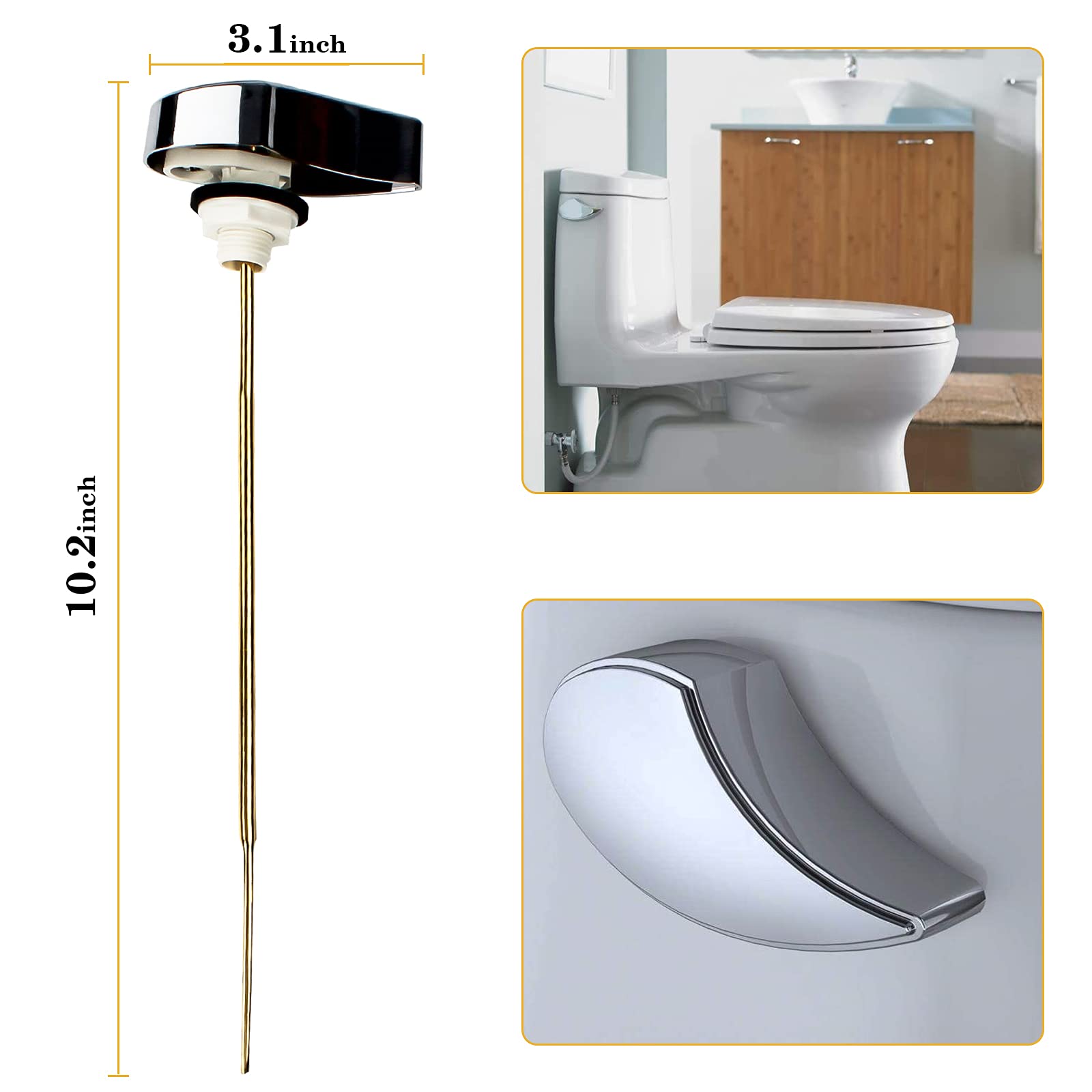 TOTO THU004-CP Toilet Tank Flush Lever Replacement - Compatible with St701C & St854884 Models - Side Mount Polished Chrome Toilet Handle Trip Lever - Perfect for Bathroom Renovations & Plumbing Repairs