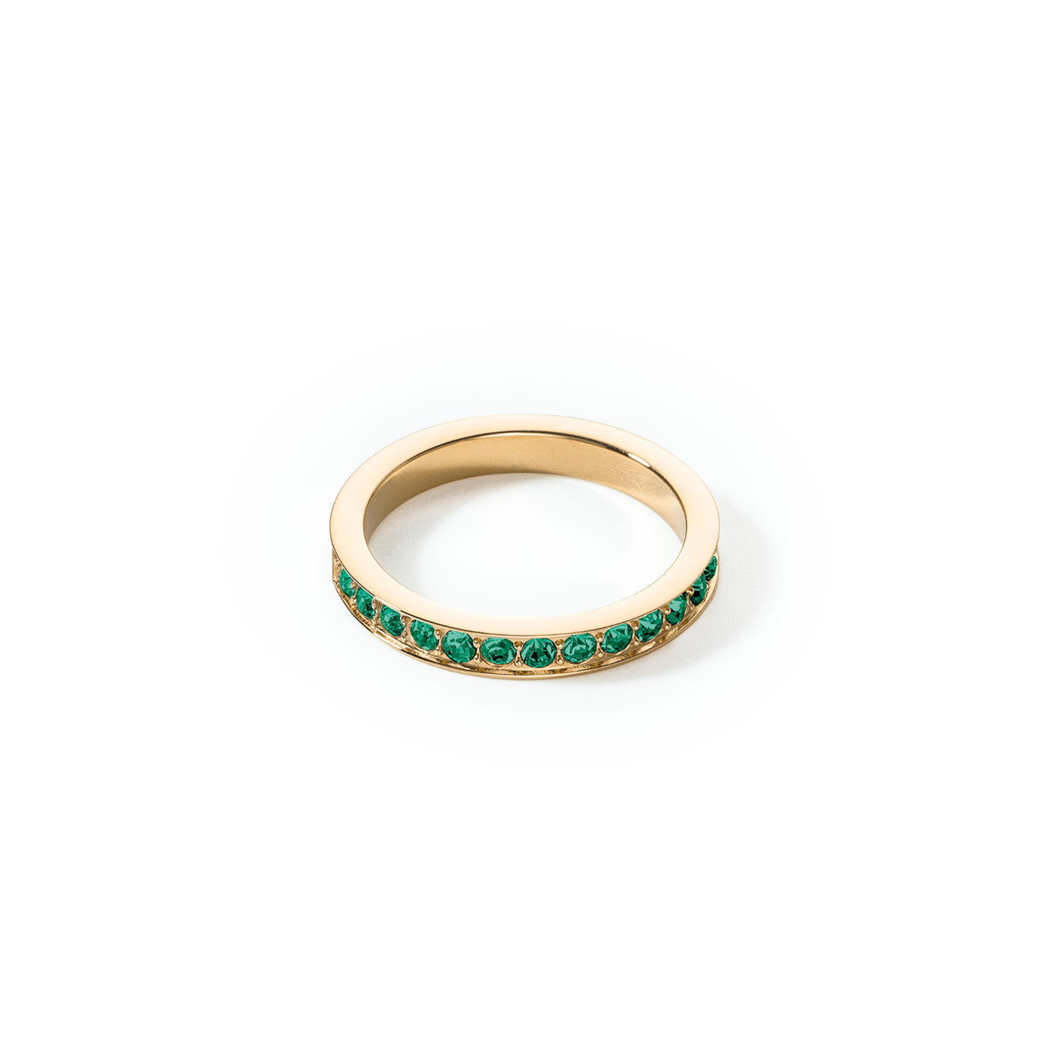 Stainless Steel Ring with Crystals in Gold & Dark Green - Elegant Jewelry for Women, Perfect for Parties, Weddings & Everyday Wear
