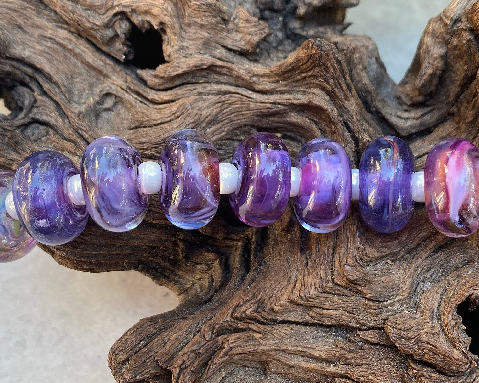 Handmade Royal Purple Lampwork Glass Beads Set - Custom MTO SRA Jewelry Making Supplies for DIY Bracelets, Necklaces & Craft Projects