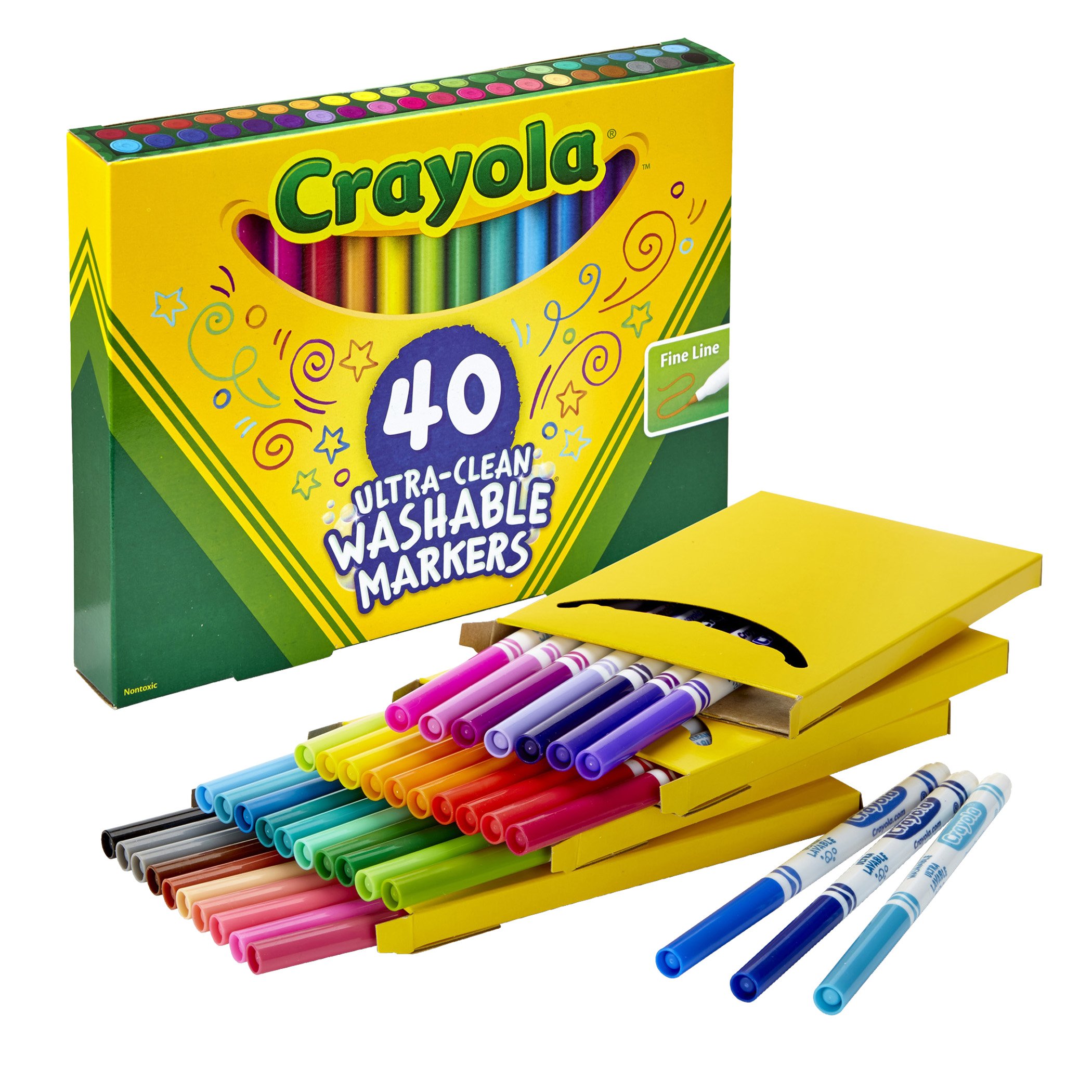 Crayola Ultra Clean Fine Line Washable Markers - 40 Count Non-Toxic Kids Art Supplies for School, Classroom & Home - Perfect Back to School Gift for Students & Teachers - Ideal for Coloring Books, Art Projects & Creative Learning Activities