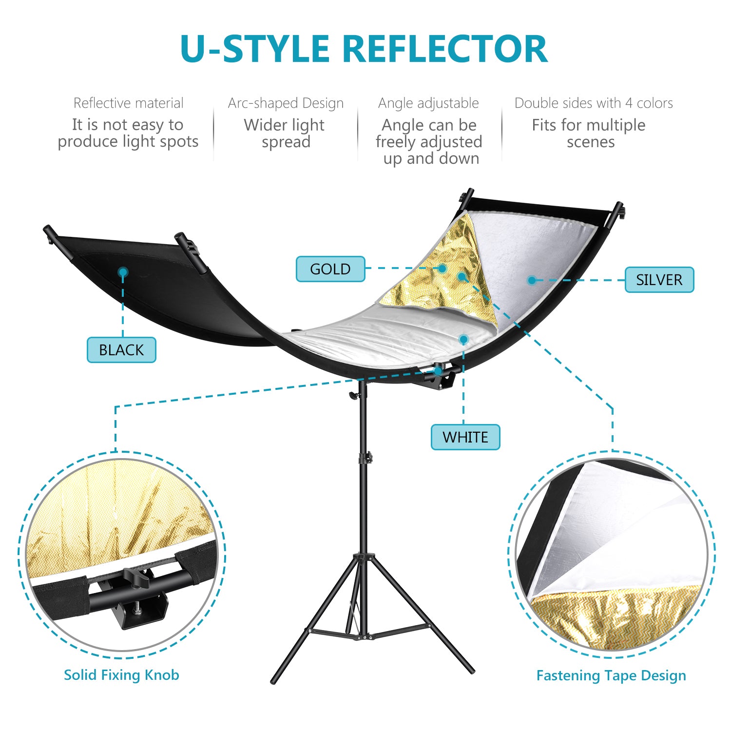 Neewer 65.7x24/167x61cm 5-in-1 Collapsible Clamshell Light Reflector & Diffuser for Photography, Videography, and Studio Lighting