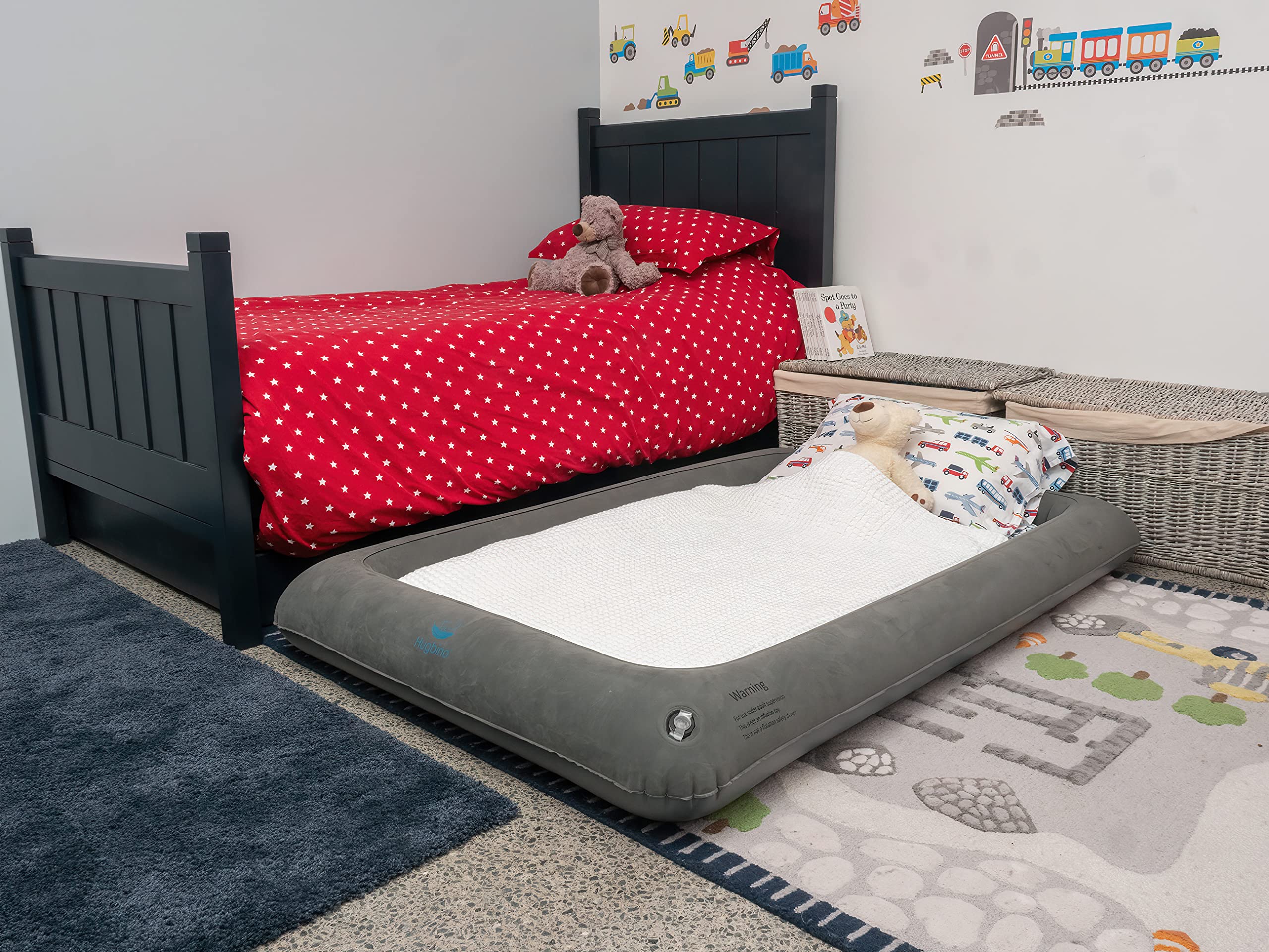 HUGBINO Toddler Air Mattress - Kids Inflatable Bed with Safety Sides, Portable Travel Cot for Camping & Sleepovers | Includes Electric Pump | Perfect for Home, Travel & Daycare Use