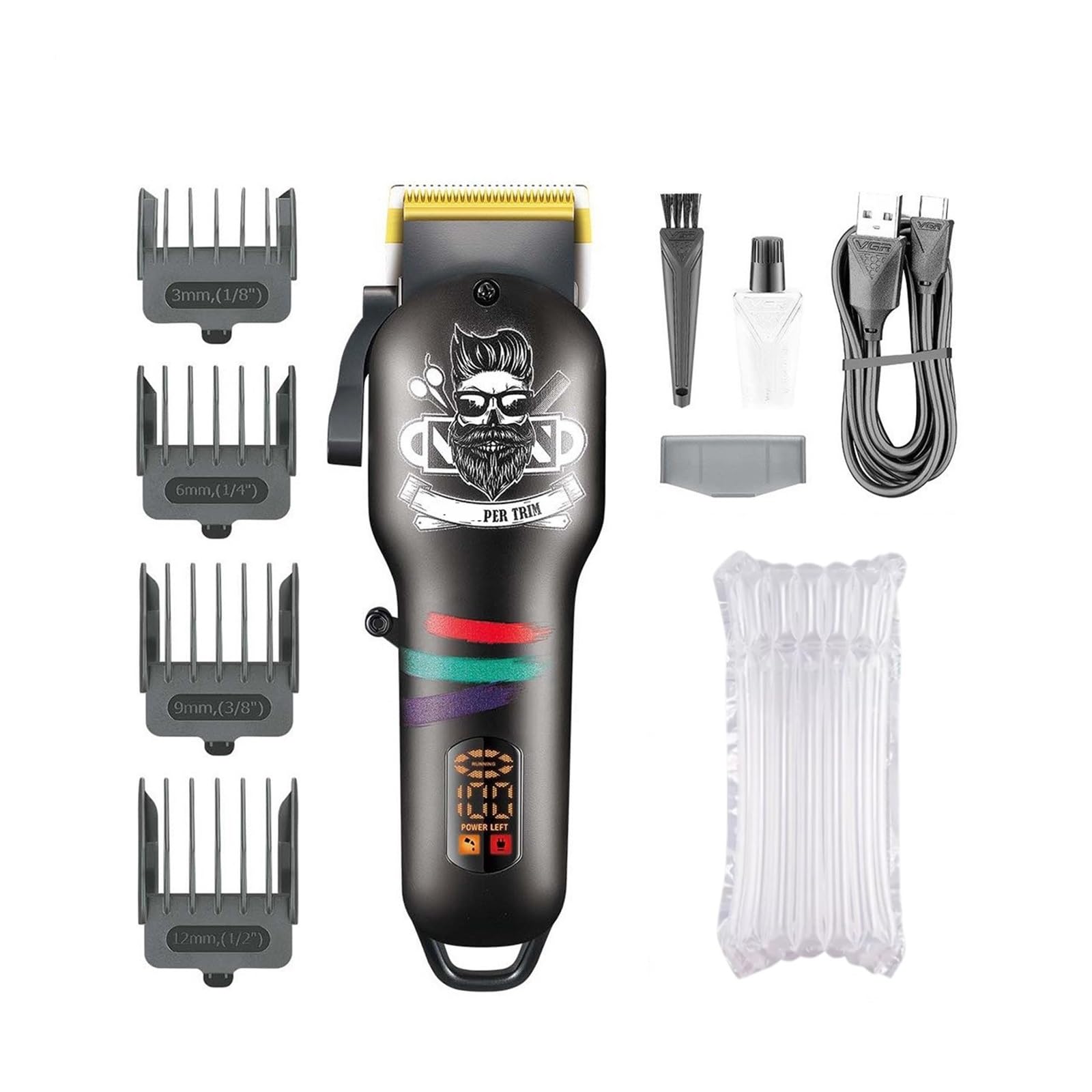 Professional V-699 Cordless Hair Clipper & Trimmer for Men - Electric Barber Clippers with Precision Blades - Perfect for Home Haircuts, Beard Trimming & Grooming (Black) - Ideal for Personal Use, Barbershops & Travel
