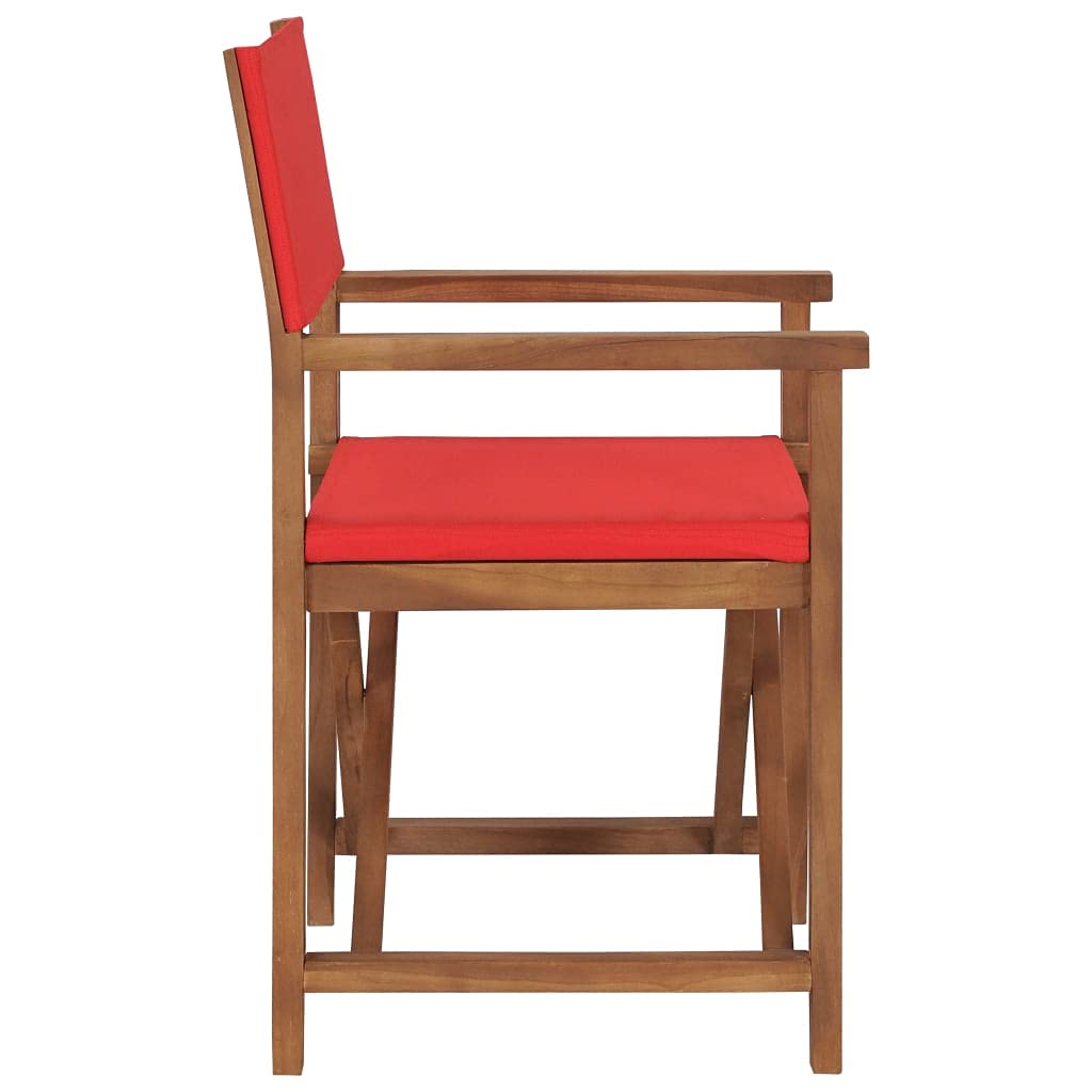 Premium Solid Teak Wood Director's Chair with Red Canvas - Fast Shipping | Perfect for Film Sets, Outdoor Events & Home Theater Seating