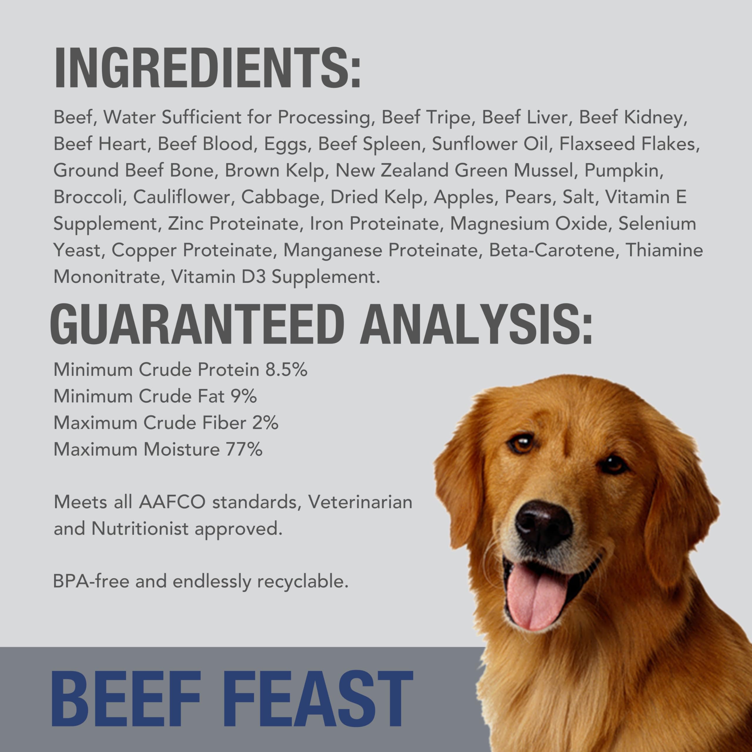 K9 Natural Grain-Free Wet Dog Food Pate - Beef Feast, 12 Pack of 6 Oz Cans | Limited Ingredient, Single-Source New Zealand Grass-Fed Beef Recipe | Perfect for Sensitive Stomachs & High-Energy Dogs