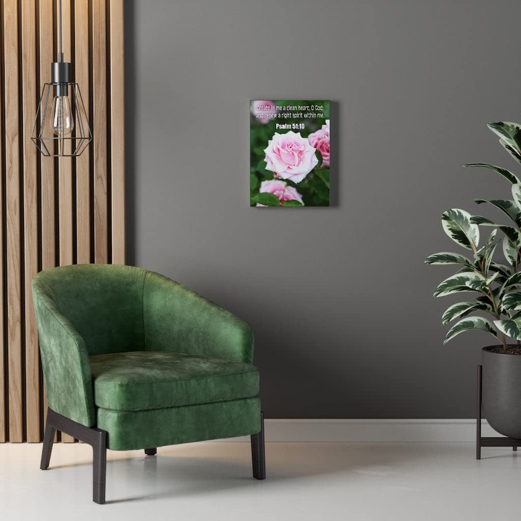 Bible Verse Canvas Art - Psalm 51:10 'Create in Me a Clean Heart' Christian Wall Decor - Perfect for Home, Church & Prayer Room Inspiration