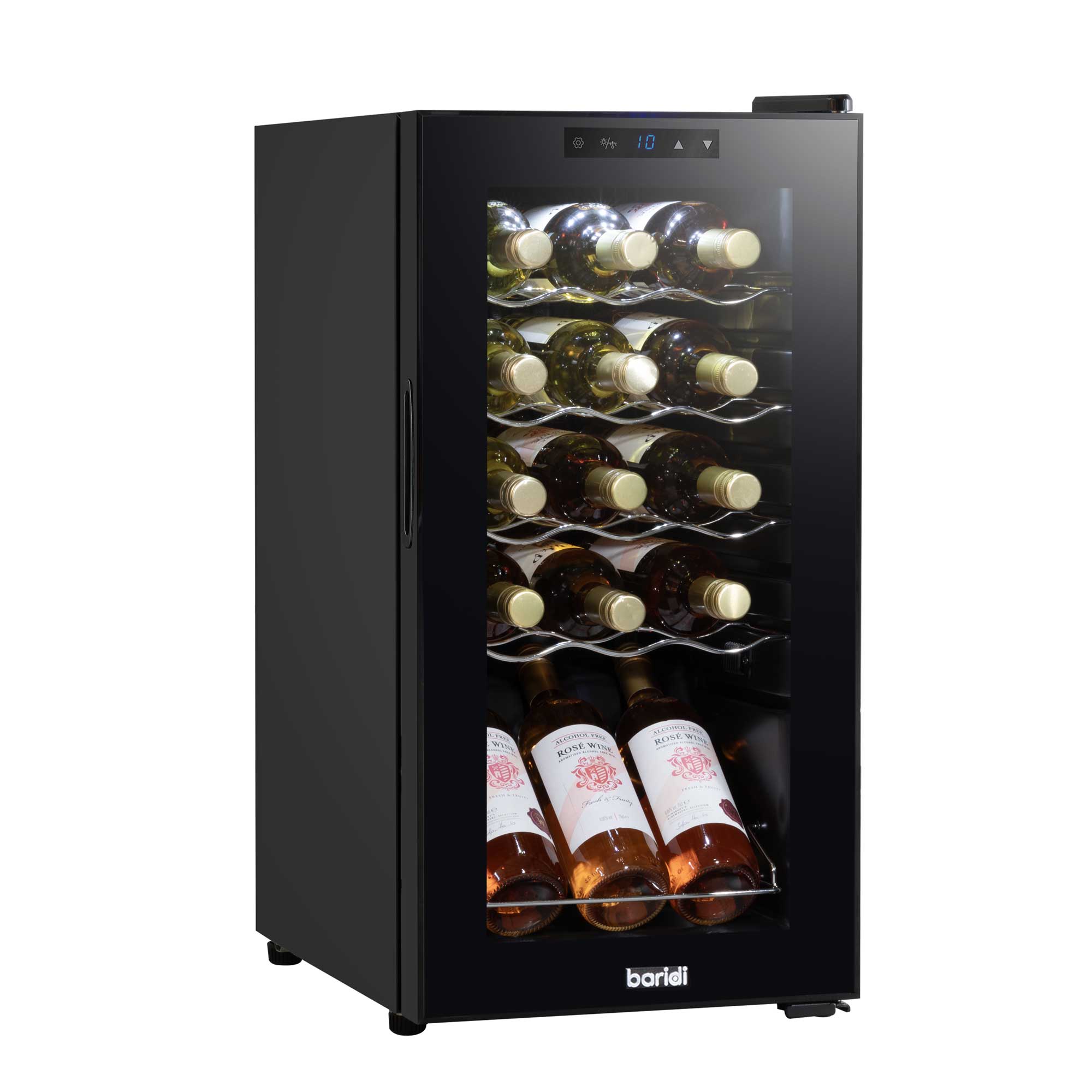 Baridi 15 Bottle Wine Fridge with Touch Controls & LED Light - Compact Black Wine Cooler for Home, Office, or Restaurant - Perfect for Red, White, and Sparkling Wine Storage