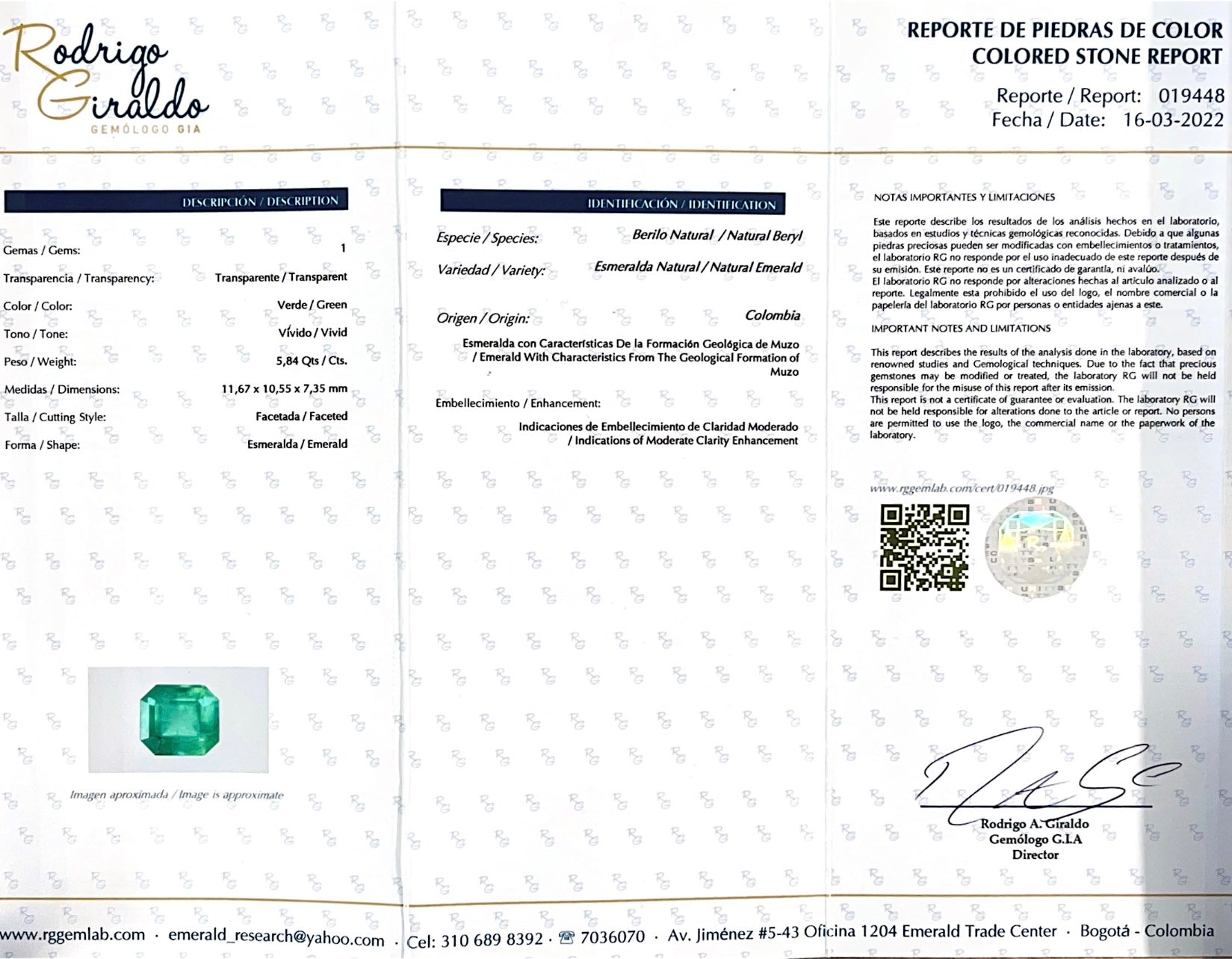 5.84 Carat GIA Certified Intense Bluish Green Natural Colombian Loose Emerald - Asscher Cut Gemstone for Jewelry Making & Engagement Rings