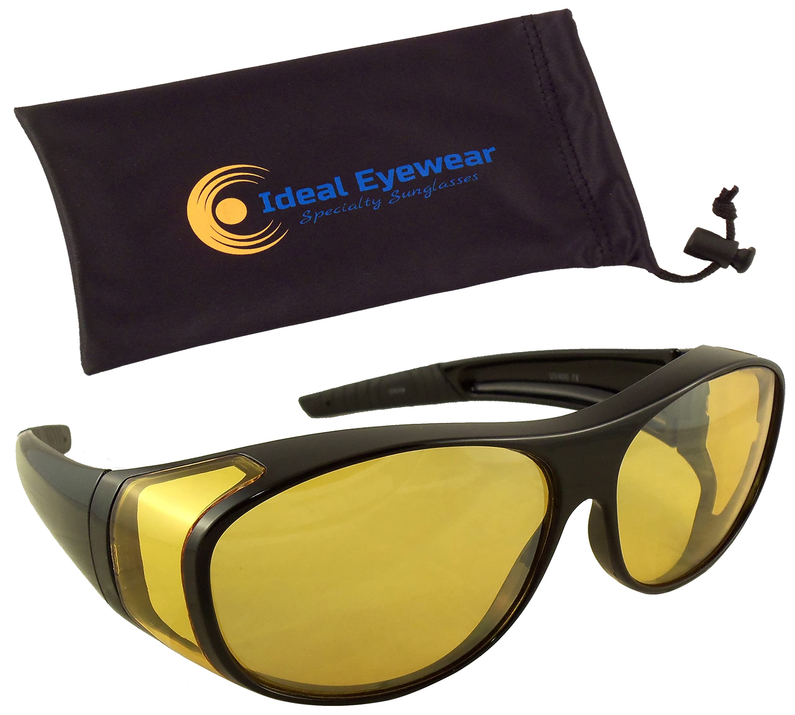 Night Driving Glasses with Yellow Lenses - Anti-Glare Fit Over Prescription Eyewear for Enhanced Visibility & Safety | Perfect for Low Light Conditions, Foggy Weather & Evening Commutes