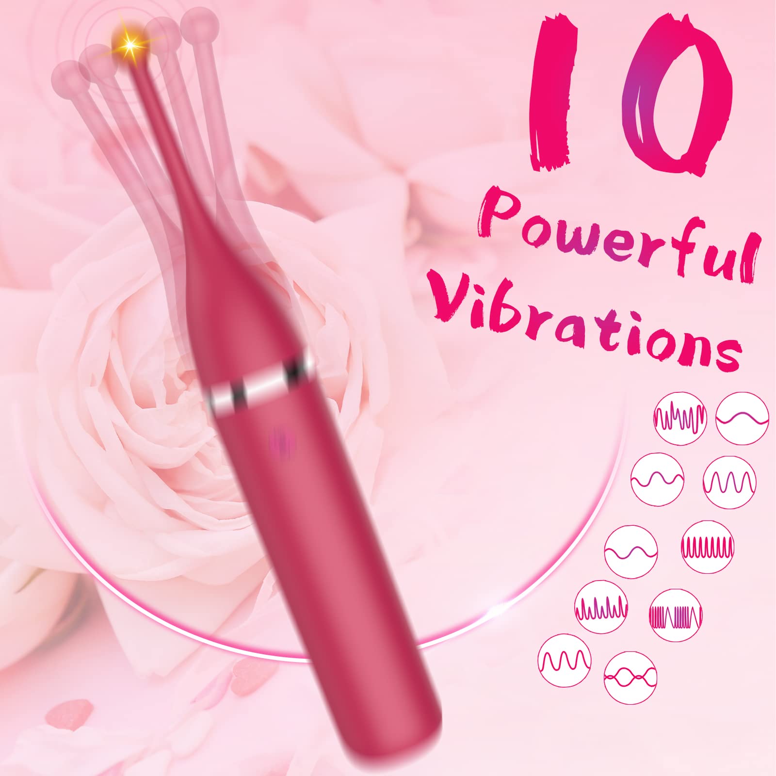 Premium Clitoral Stimulator for Women - 3 Silicone Heads, 10 Vibration Modes, G-Spot & Nipple Stimulation | Waterproof Adult Sex Toy for Solo Play & Couples Intimacy