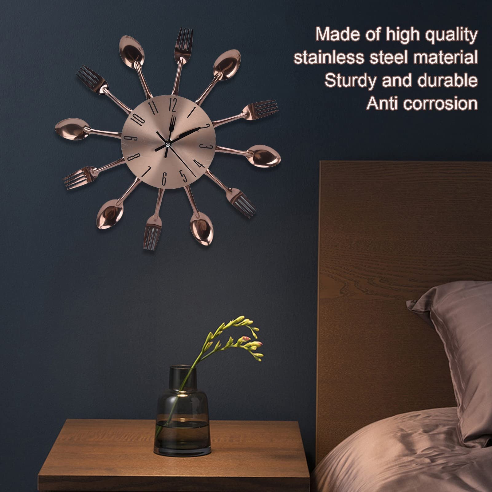 Modern 3D Mirror Surface Cutlery Wall Clock - DIY Kitchen Utensil Spoon Fork Wall Decor for Home, Living Room, and Kitchen Decoration, Perfect for Dining Area and Breakfast Nook