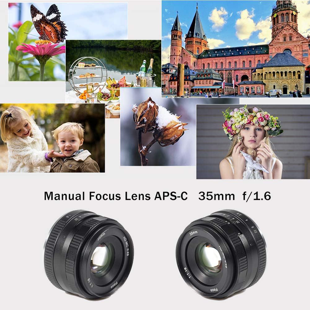 35mm F/1.6 Large Aperture HD Manual Prime Lens for Sony E Mount Cameras - Compatible with A6400, A7III, A7RIII, Alpha a9, 7R & 7 Series - Perfect for Portrait, Street & Low Light Photography
