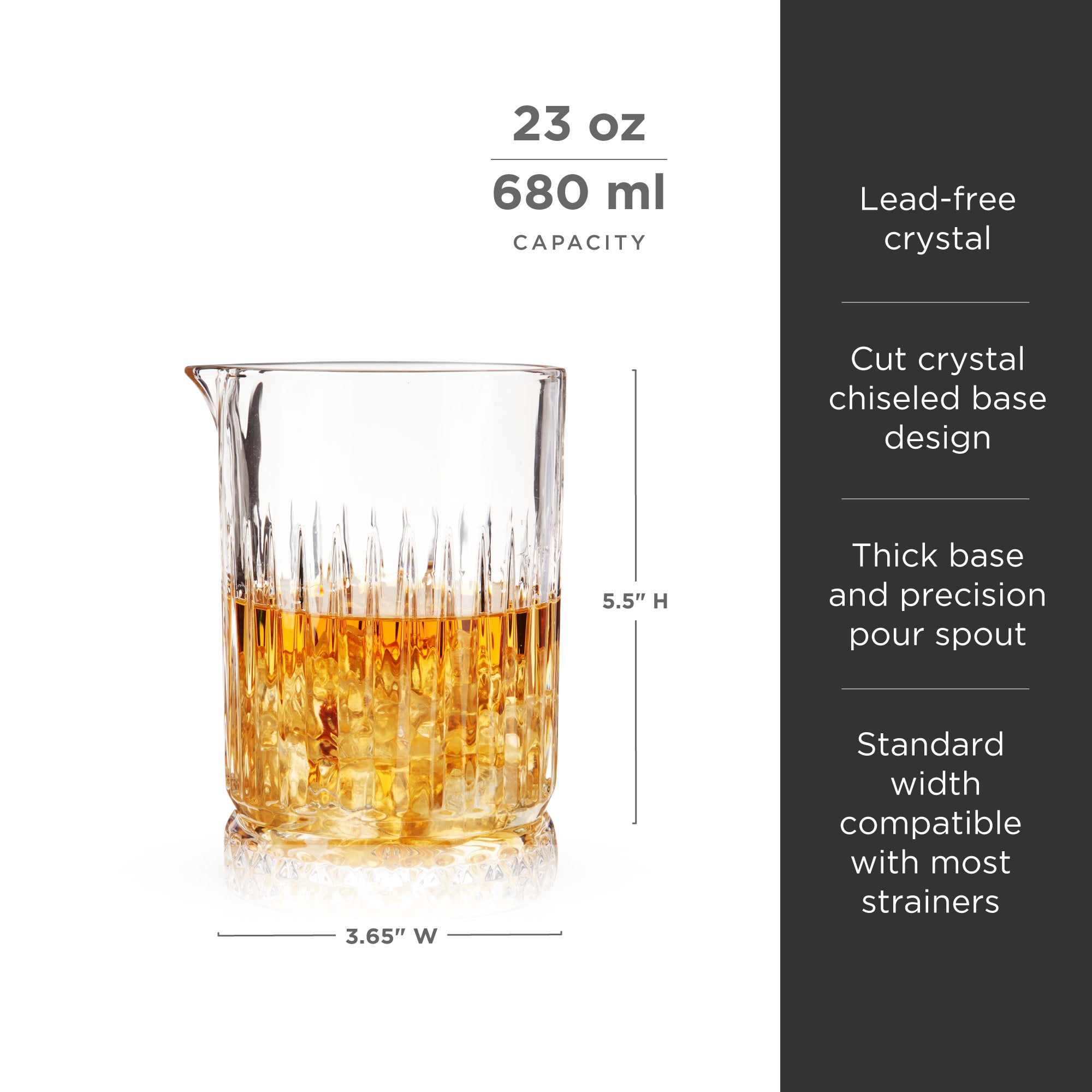Premium Crystal Mixing Glass for Cocktails & Bar - Elegant Pedestal Design for Home & Professional Bartending | Perfect for Mojitos, Old Fashioned & Mixology