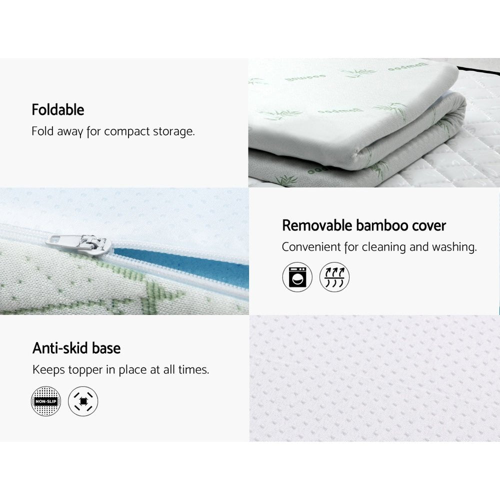 Cool Gel Memory Foam Mattress Topper with Bamboo Cover - 5cm King Size | Pressure Relief & Temperature Regulation for Back Pain & Hot Sleepers | Perfect for Bedroom, Guest Room & Dorm