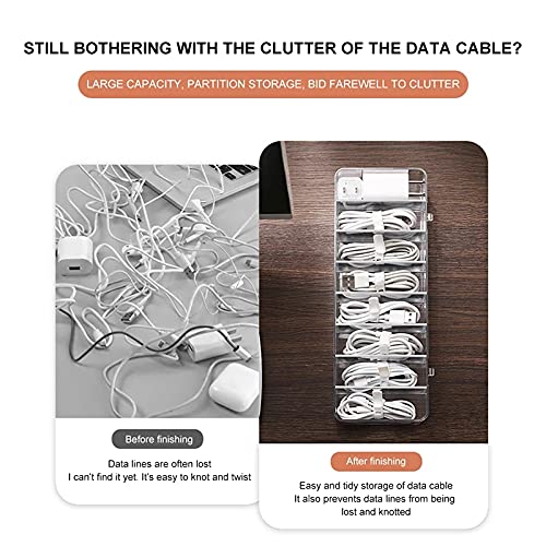 Transparent Plastic Cable Storage Box - 8 Grid Organizer with Cover for Data Cords, Desk Stationery, Makeup & Jewelry | Perfect for Office, Home & Travel Organization