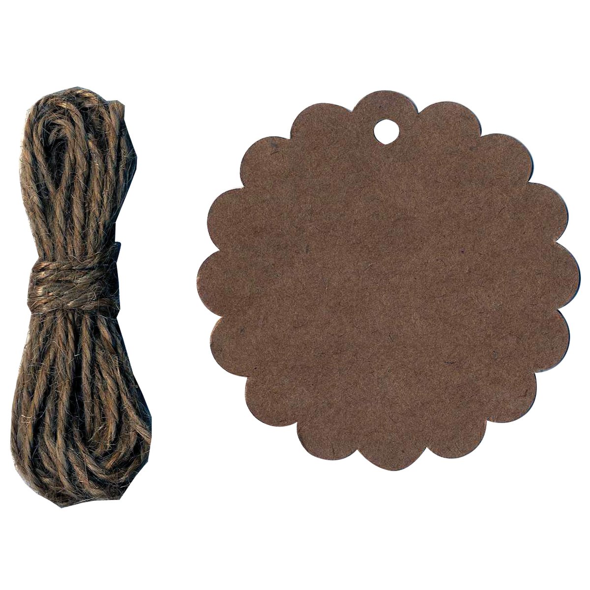 Artemio Scallop Circle Tags with String - 12 Pack, 2.48