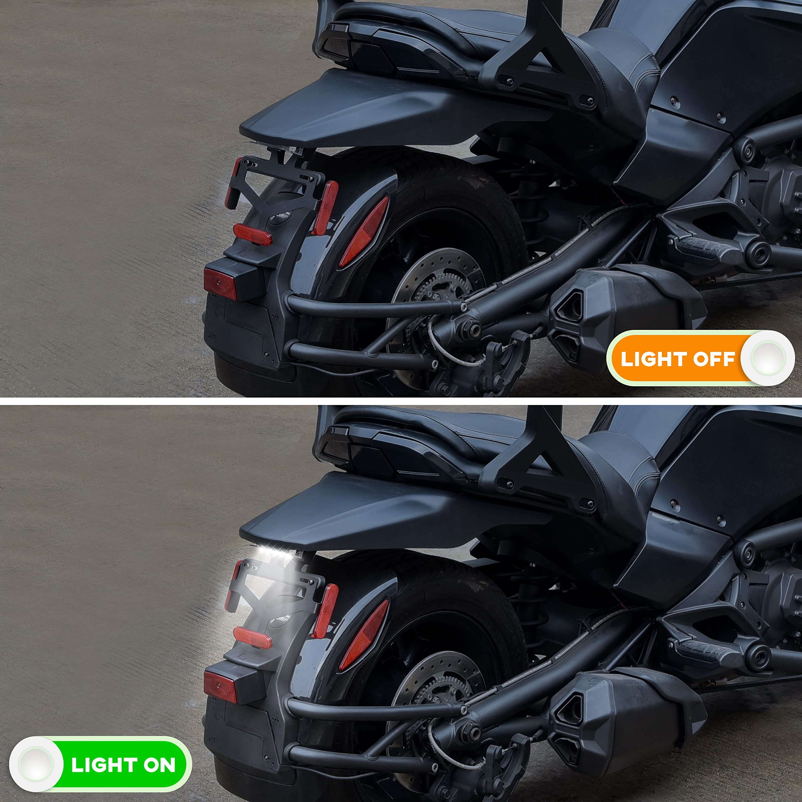 SAUTVS Rear Fender Extender for Can-Am Spyder F3 & F3-S (2015-2025) - Street Legal Short Fender with LED License Plate Light & Holder | Replacement Part #219400597 | Perfect for Urban Commuting & Custom Motorcycle Upgrades