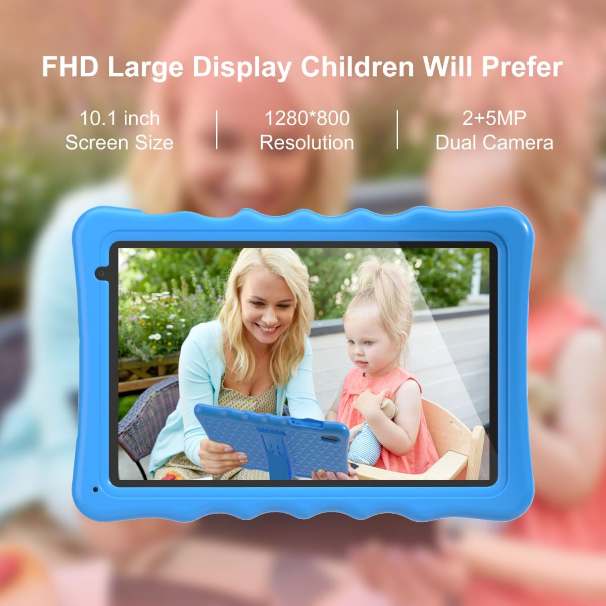 **10 Inch Android 13 Kids Tablet with 4GB RAM & 32GB ROM - 1280x800 IPS Screen, 2MP Front & 5MP Rear Camera, Durable Kid-Proof Case - Perfect Gift for Learning & Entertainment (Blue)**    *(Ideal for Online Classes, Games, Reading & Safe Browsing for Kids Ages 3-12)*