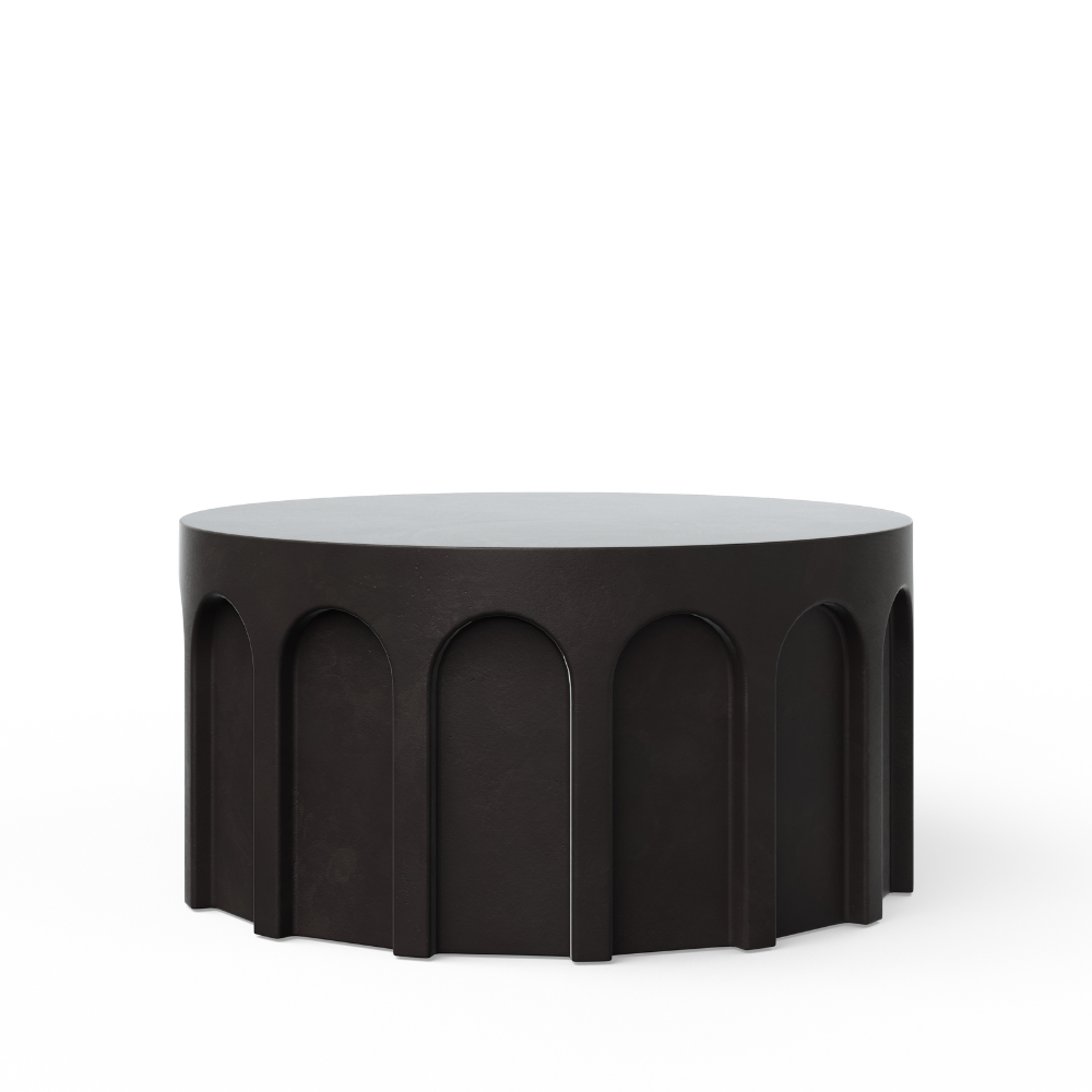 Atlas Outdoor Concrete Round Coffee Table - Durable Weatherproof Patio Furniture for Garden, Poolside, and Backyard Relaxation