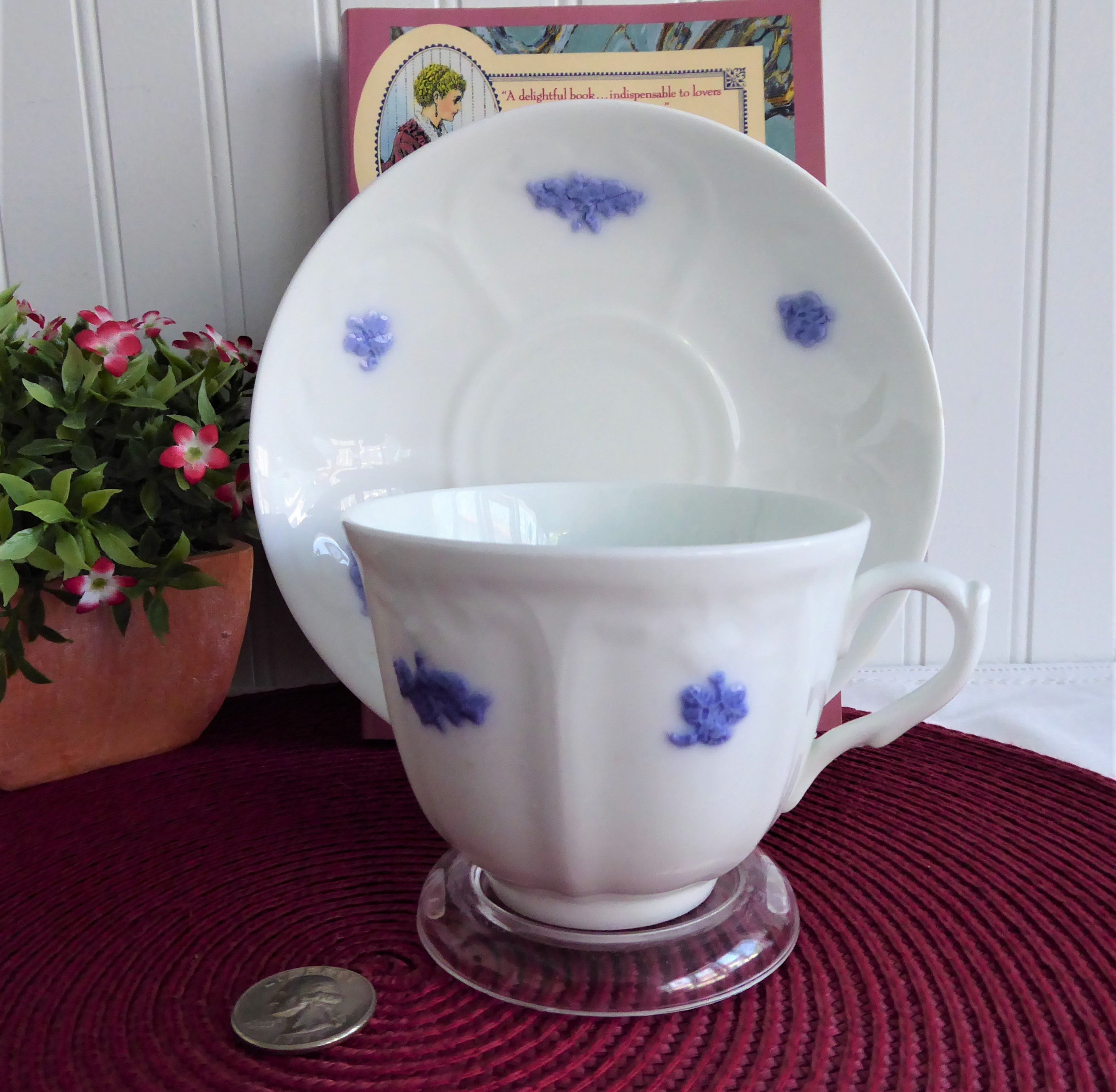 Vintage Adderleys Blue Chelsea Cup and Saucer Set - Sprigged Ironstone China from 1890s - Perfect for Afternoon Tea, Collectible Antique English Tableware